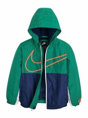 4T Nike Fleece Lined Windbreaker Jacket Green Navy Blue Orange 3-4 Years Old 4T